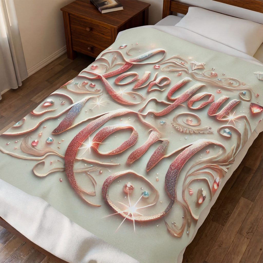 Love You Mom - Velveteen Plush Blanket