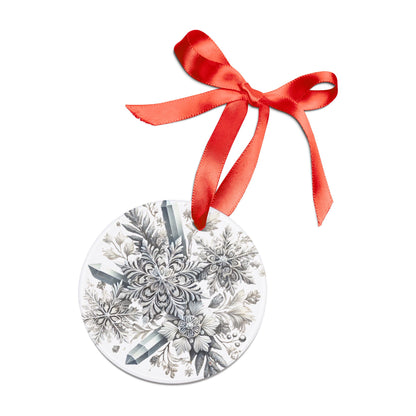 Snowflakes & Ice Crystals - Acrylic Ornament with Ribbon - Creatively Designed Shop