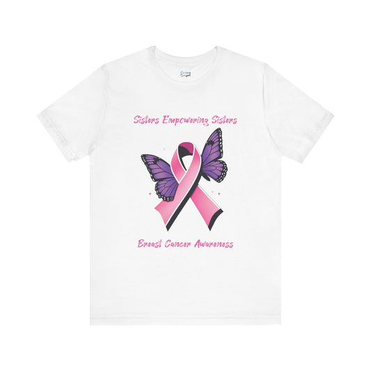 SES Breast Cancer Awareness "Butterfly & Ribbon" - Unisex Jersey Short Sleeve Tee