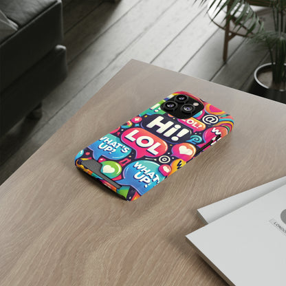 "Text Bubbles" - Phone Case With Card Holder - Creatively Designed Shop