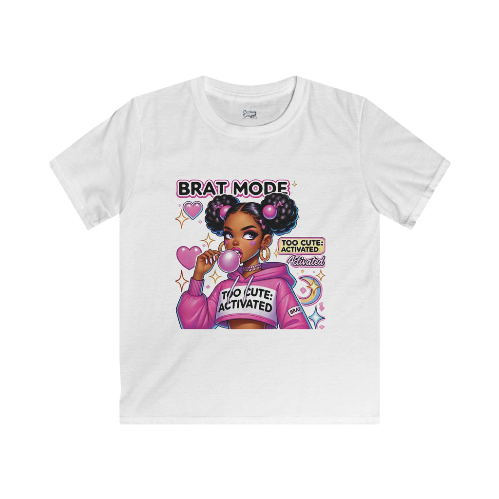 Brat Mode "Too Cute Activated" - Kids Softstyle Tee