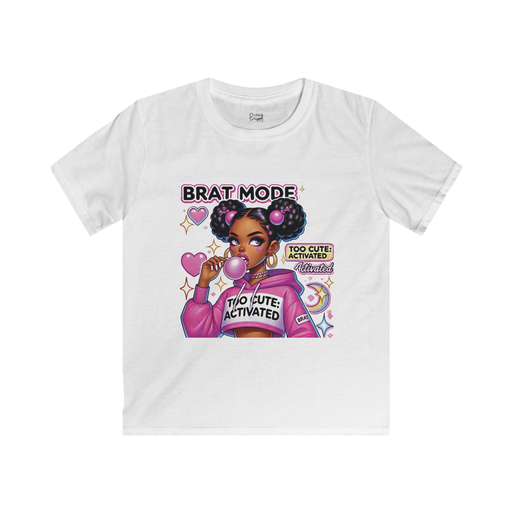 Brat Mode "Too Cute Activated" - Kids Softstyle Tee