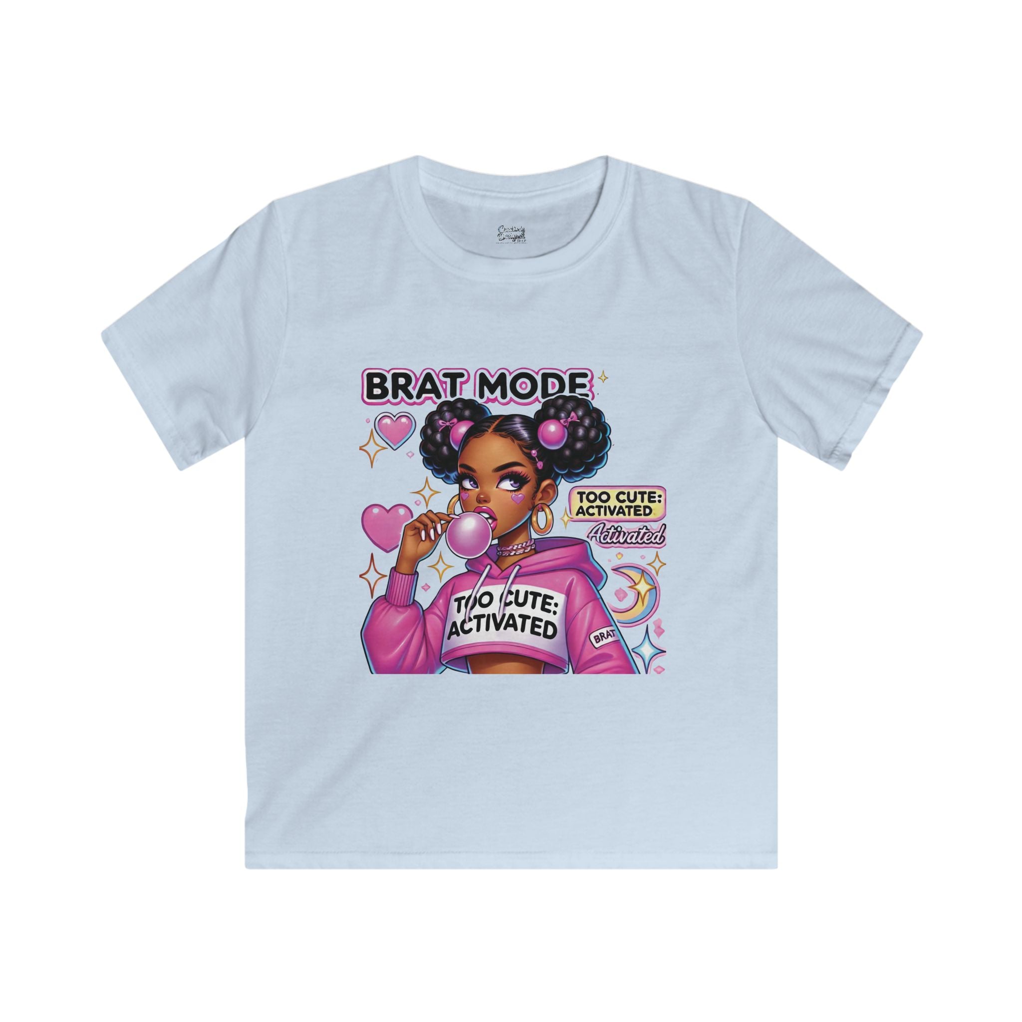 Brat Mode "Too Cute Activated" - Kids Softstyle Tee