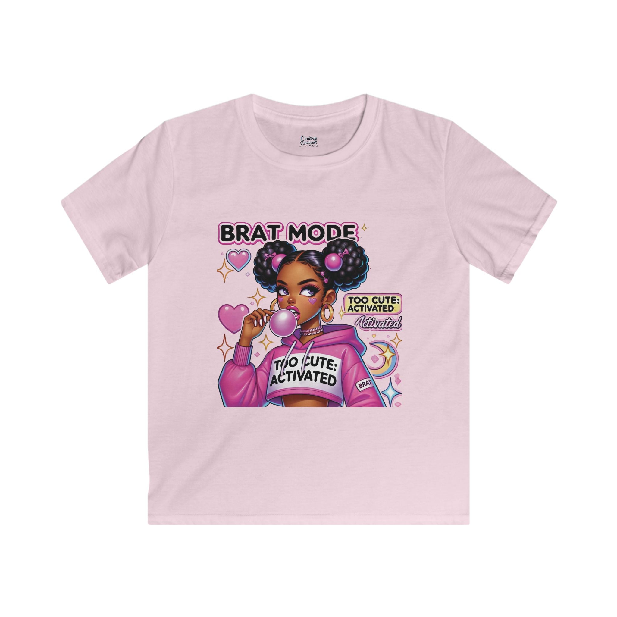 Brat Mode "Too Cute Activated" - Kids Softstyle Tee