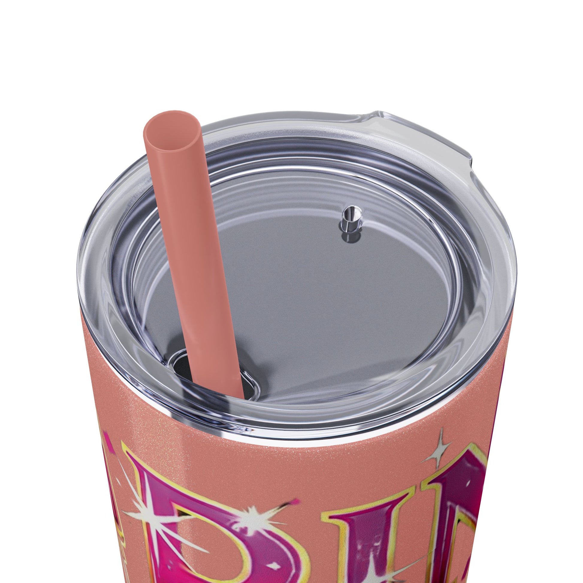 Pink, Sip & Love - Skinny Tumbler with Straw, 20oz - Creatively Designed Shop