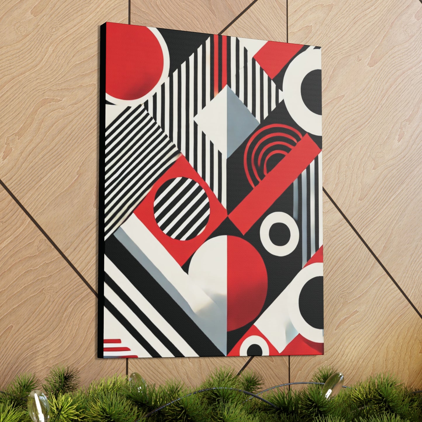 Red, Black & White Abstract - Canvas Gallery Wraps