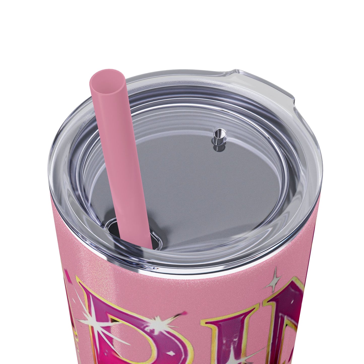 Pink, Sip & Love - Skinny Tumbler with Straw, 20oz - Creatively Designed Shop