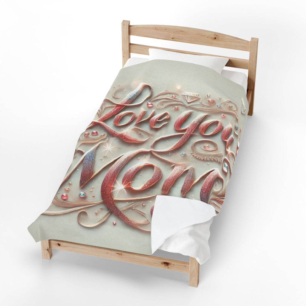 Love You Mom - Velveteen Plush Blanket