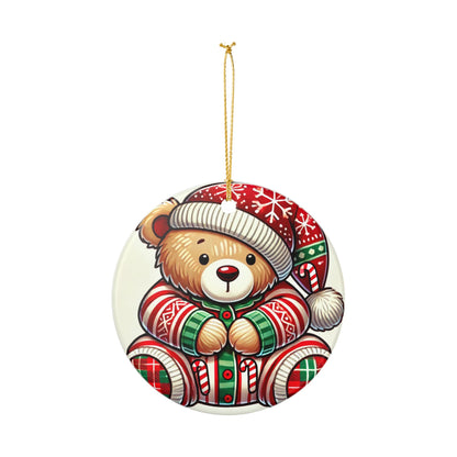 Teddy Bear in Pajamas - Ceramic Decoration Ornament, (1pc)