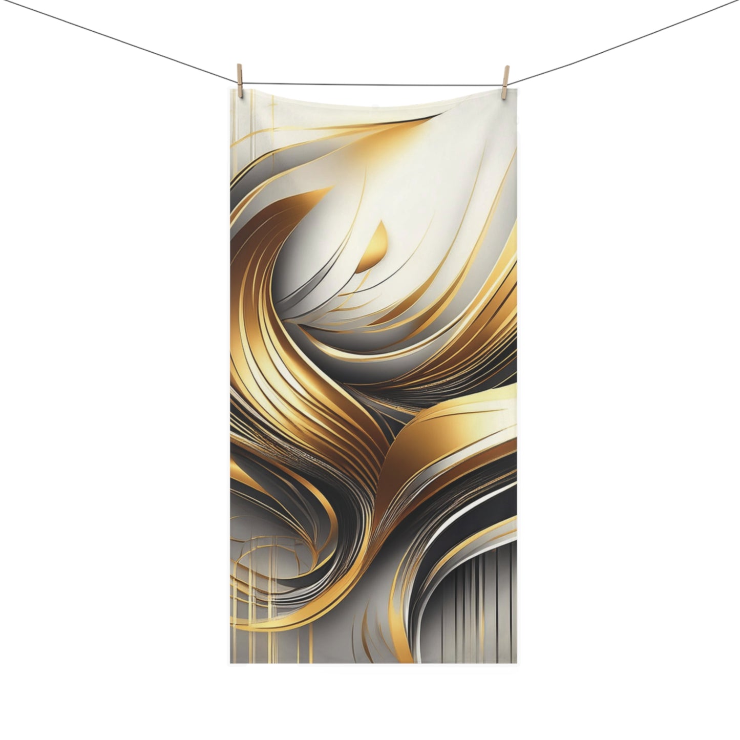 Gold Art Swirl - Mink-Cotton Towel