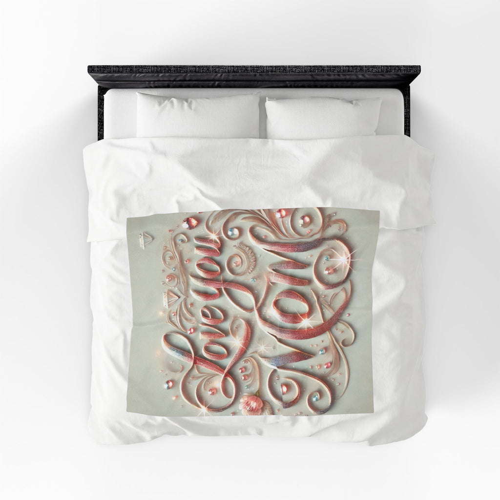 Love You Mom - Velveteen Plush Blanket