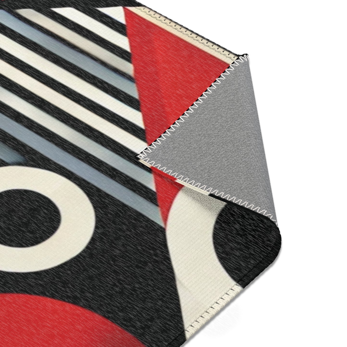 Red, Black & White Abstract - Area Rugs