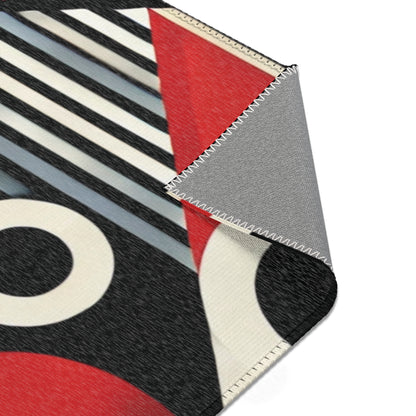 Red, Black & White Abstract - Area Rugs