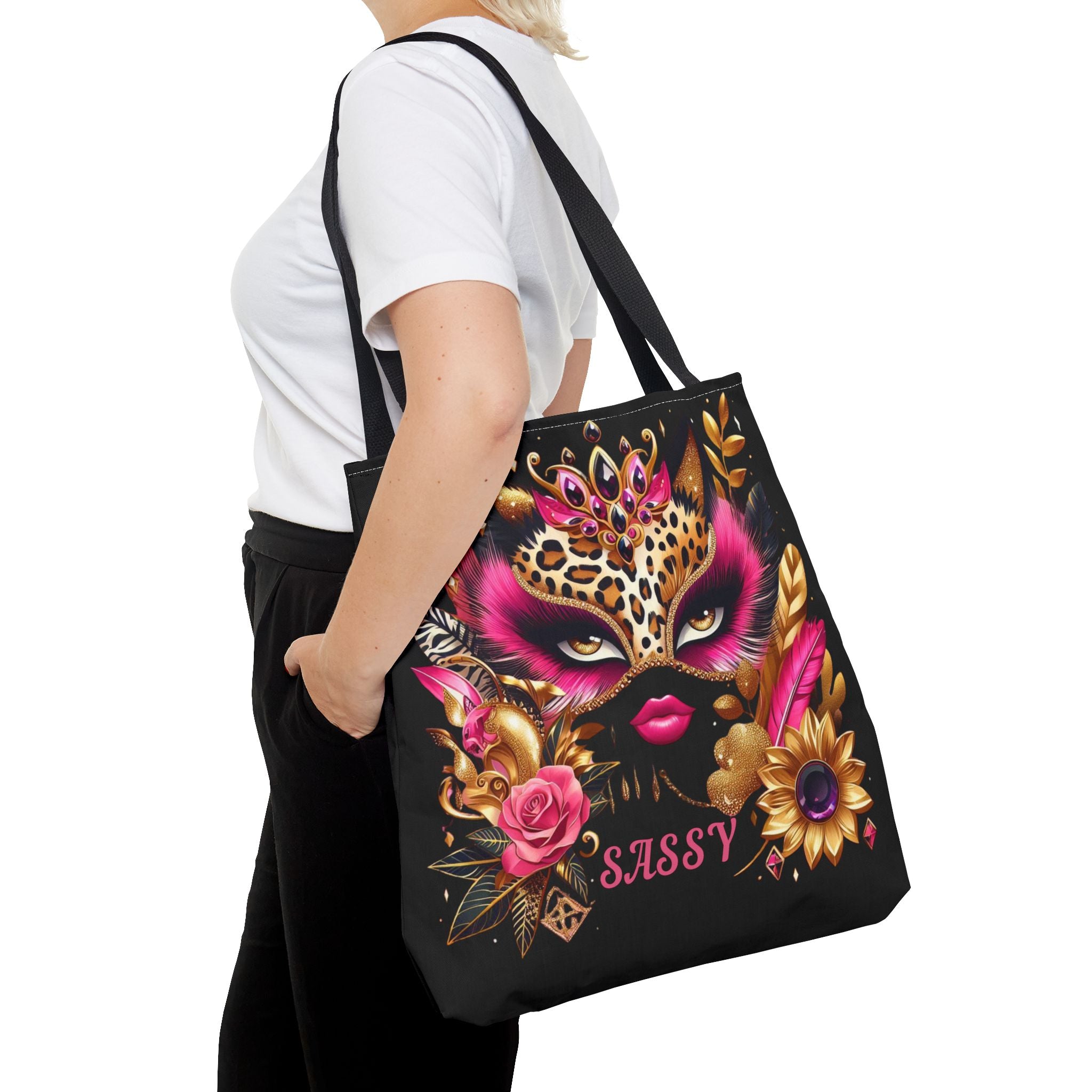 "Sassy" (Black) - Tote Bag (AOP)