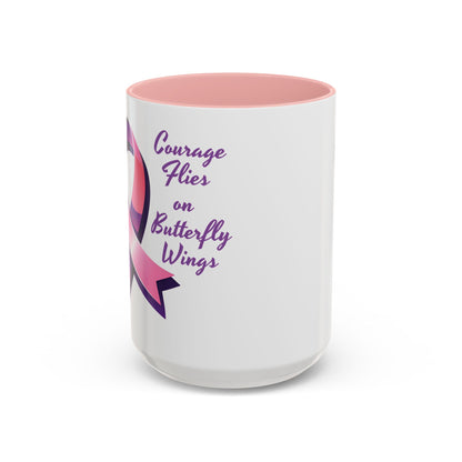 Courage Flies on Butterfly Wings - Accent Coffee Mug