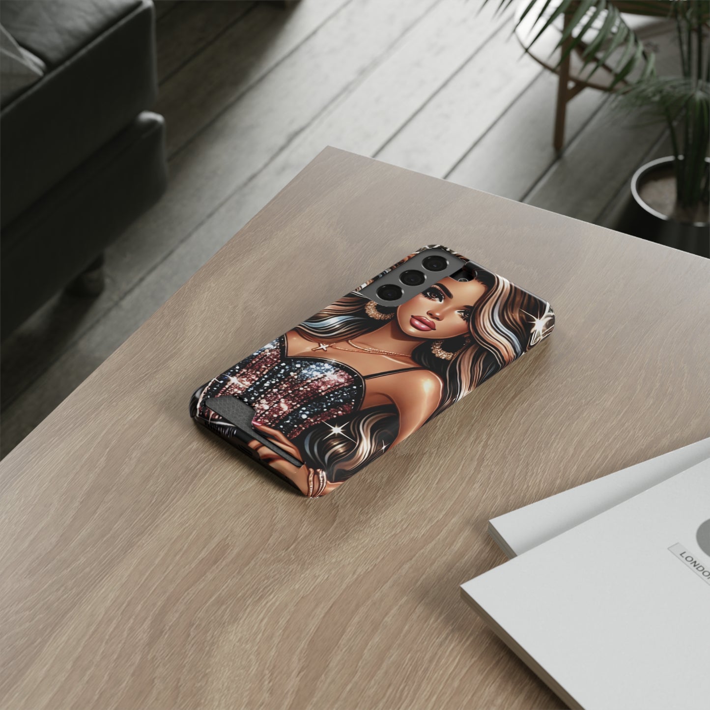 "Beautiful" - Phone Case With Card Holder - Creatively Designed Shop
