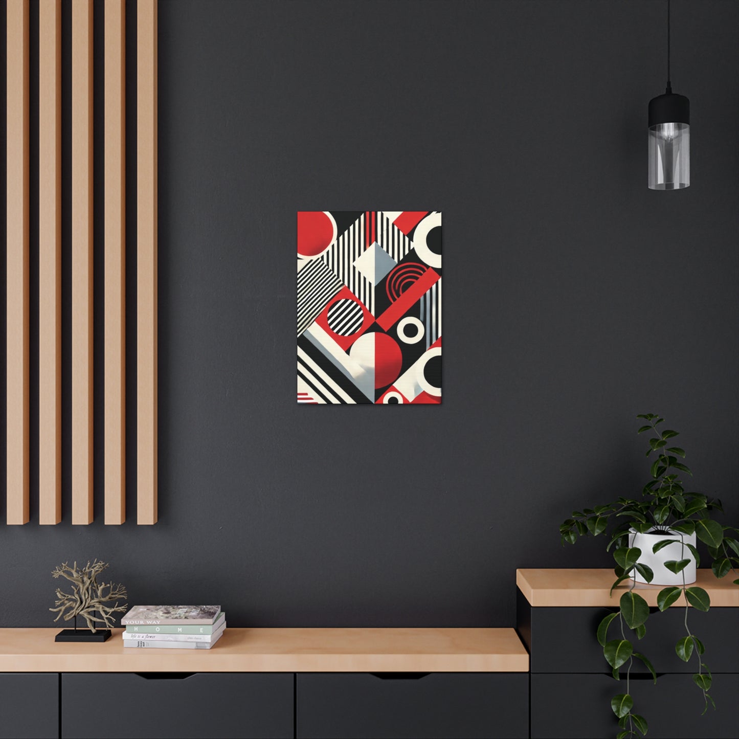 Red, Black & White Abstract - Canvas Gallery Wraps