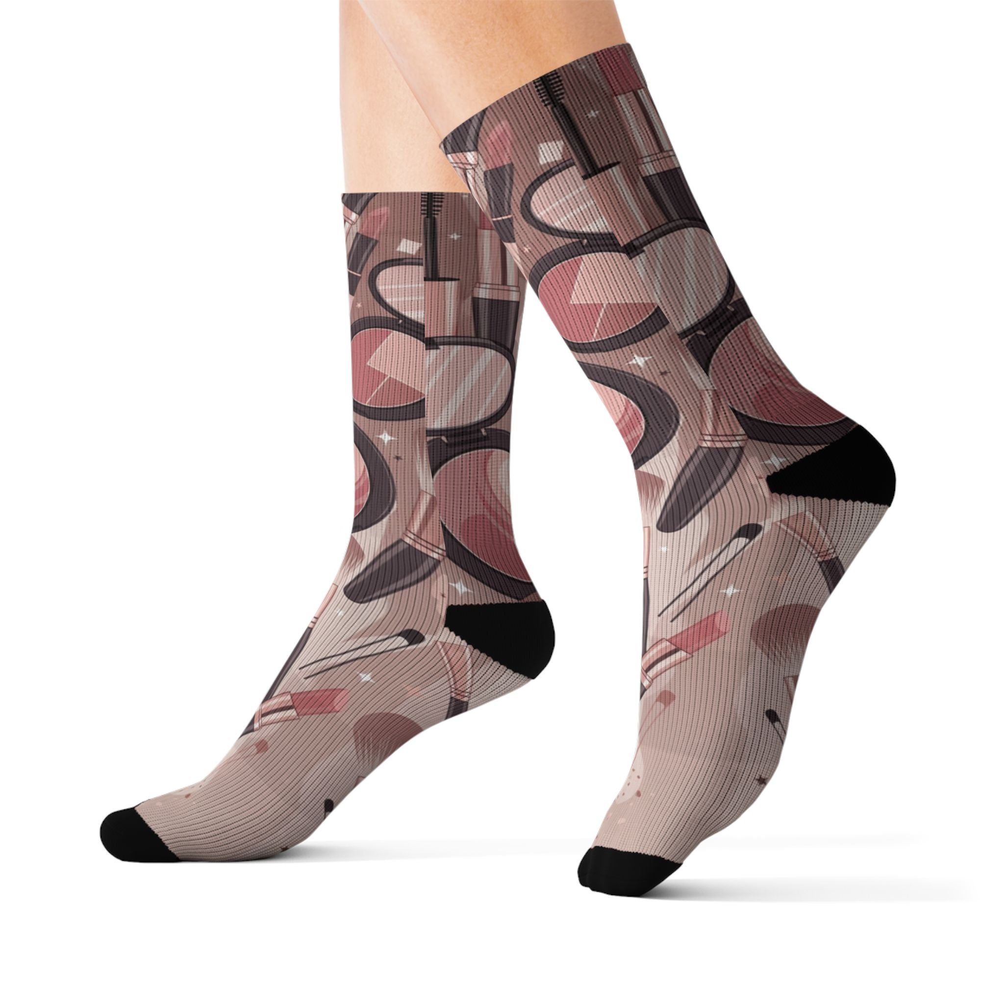Makeup Icons Collage Socks