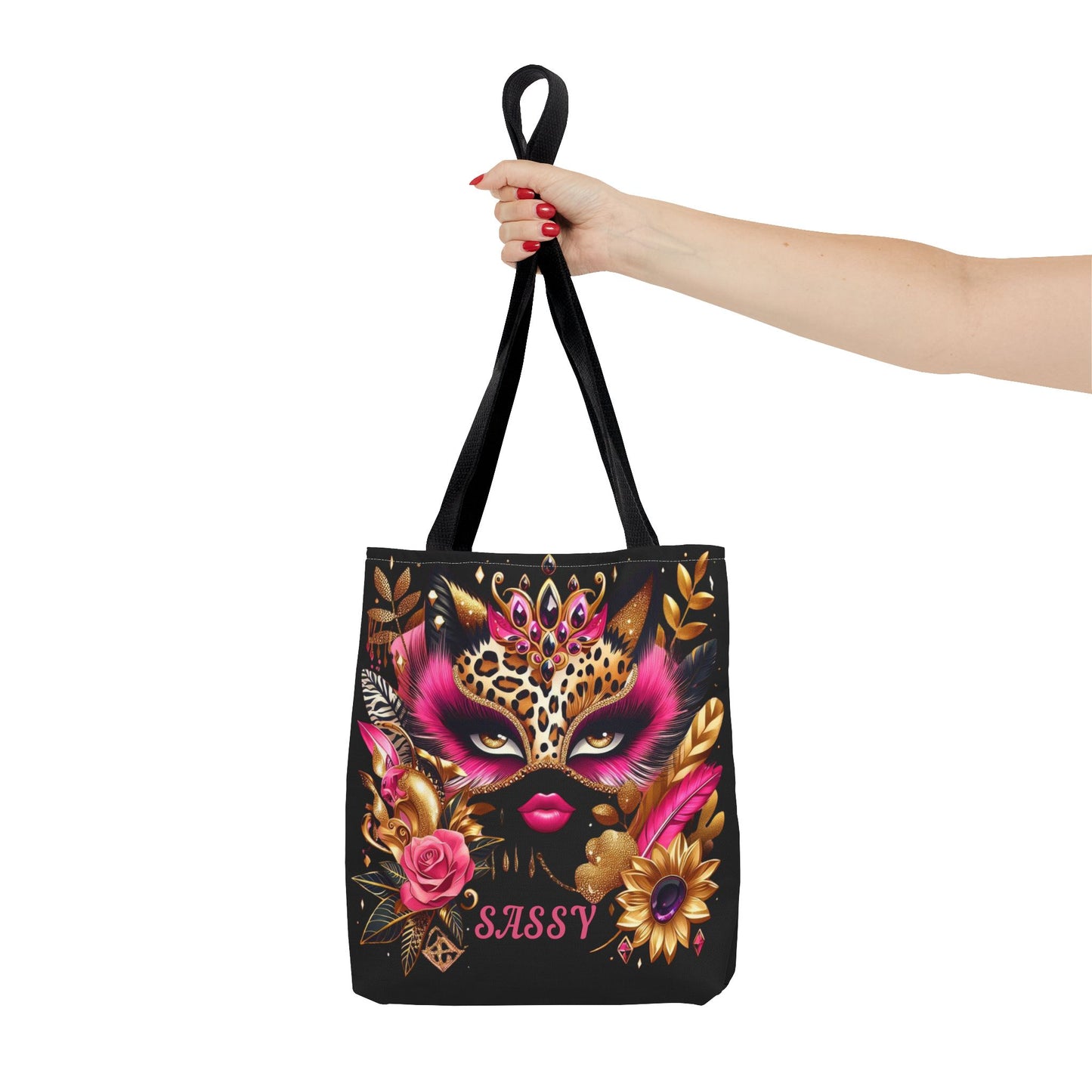 "Sassy" (Black) - Tote Bag (AOP) - Creatively Designed Shop