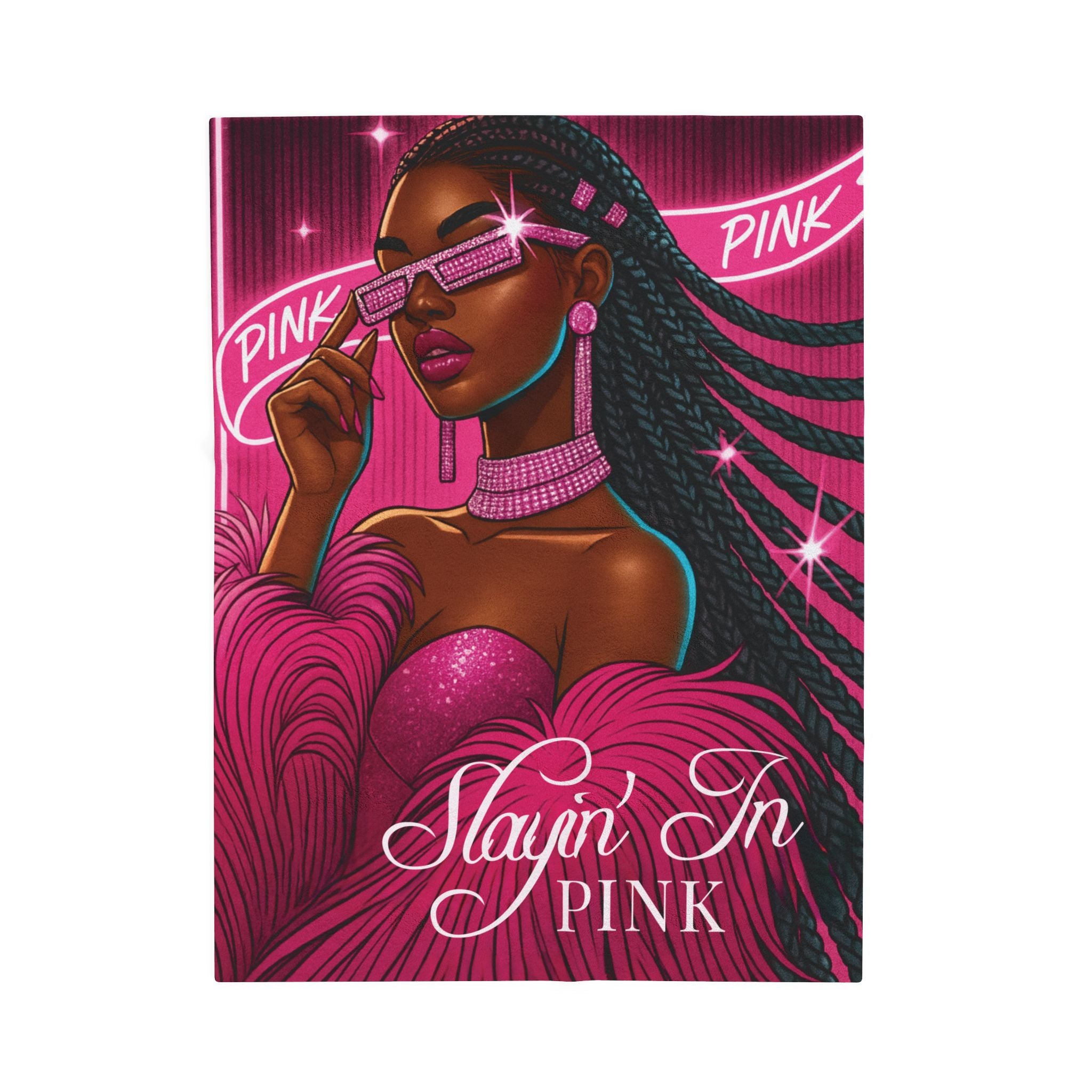 Slayin' In Pink - Velveteen Plush Blanket