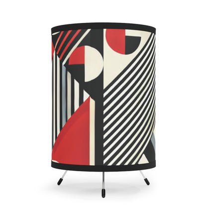 Red, Black & White Abstract - Tripod Lamp with High-Res Printed Shade, US\CA plug