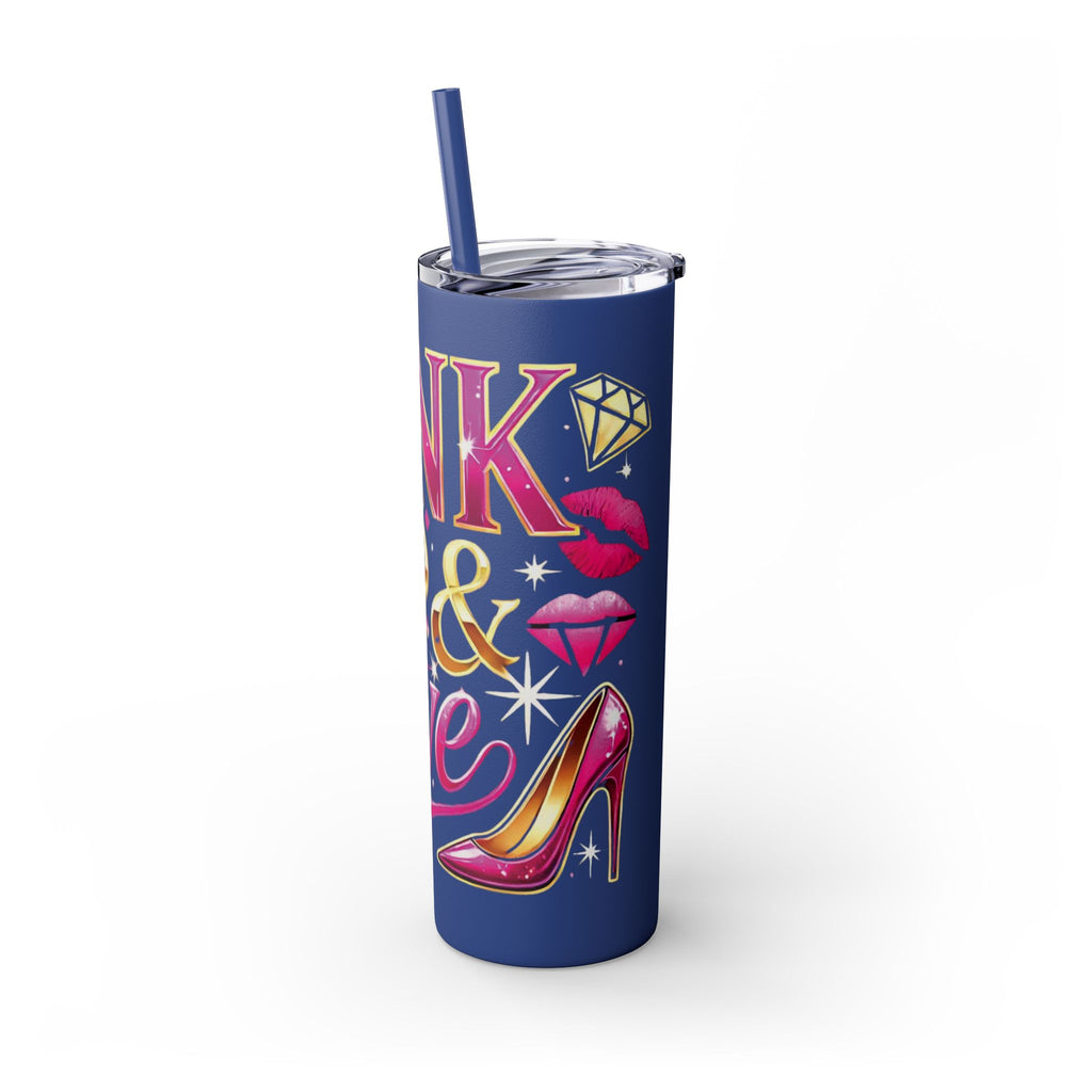 Pink, Sip & Love - Skinny Tumbler with Straw, 20oz