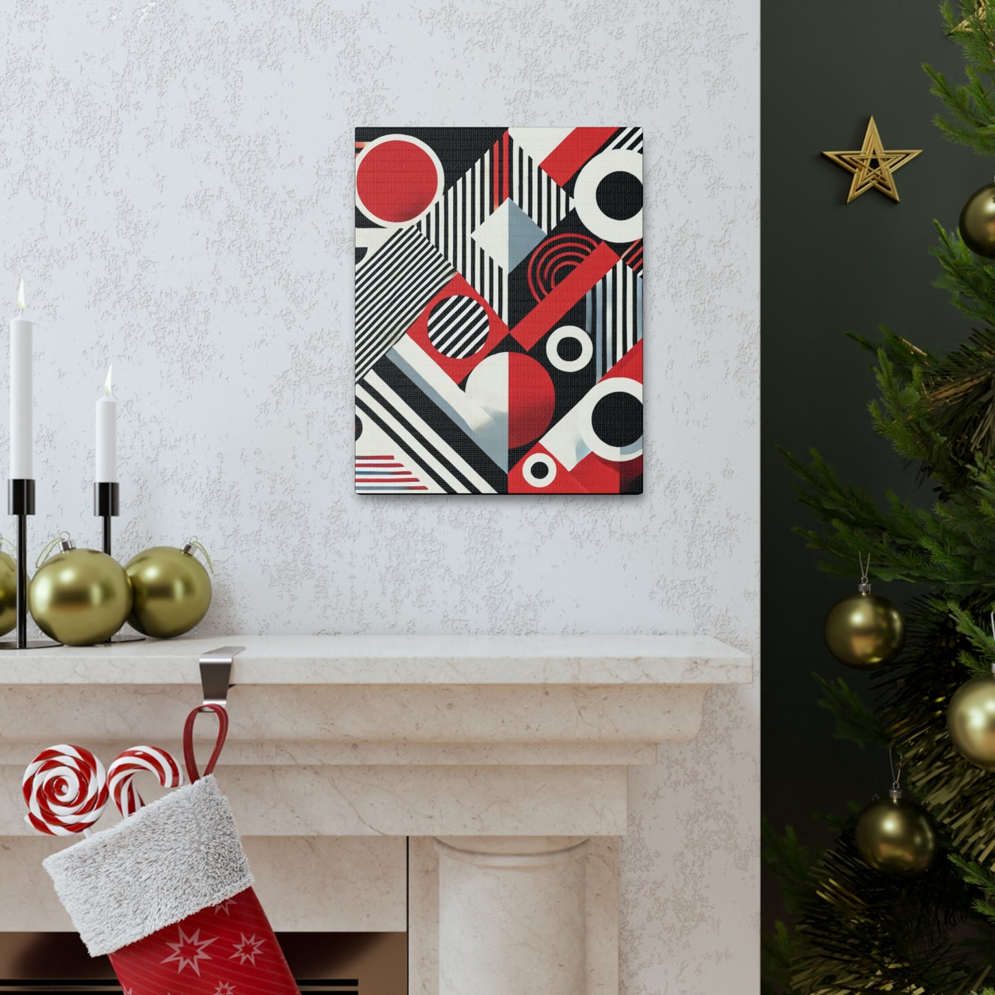 Red, Black & White Abstract - Canvas Gallery Wraps