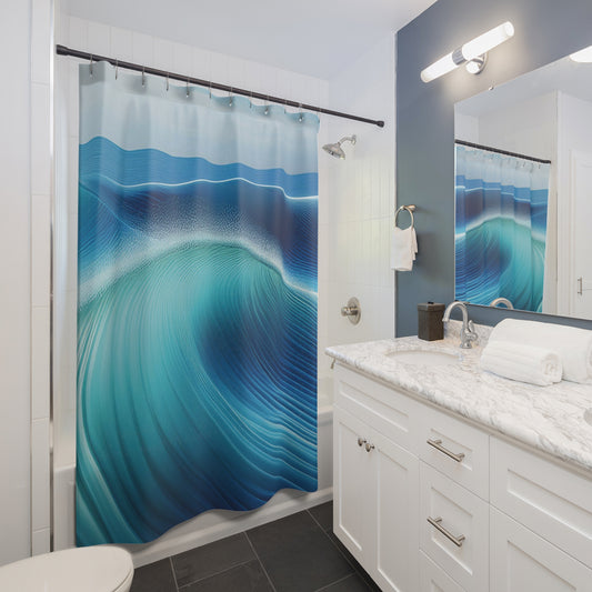 Shades of Blue Waves - Shower Curtain