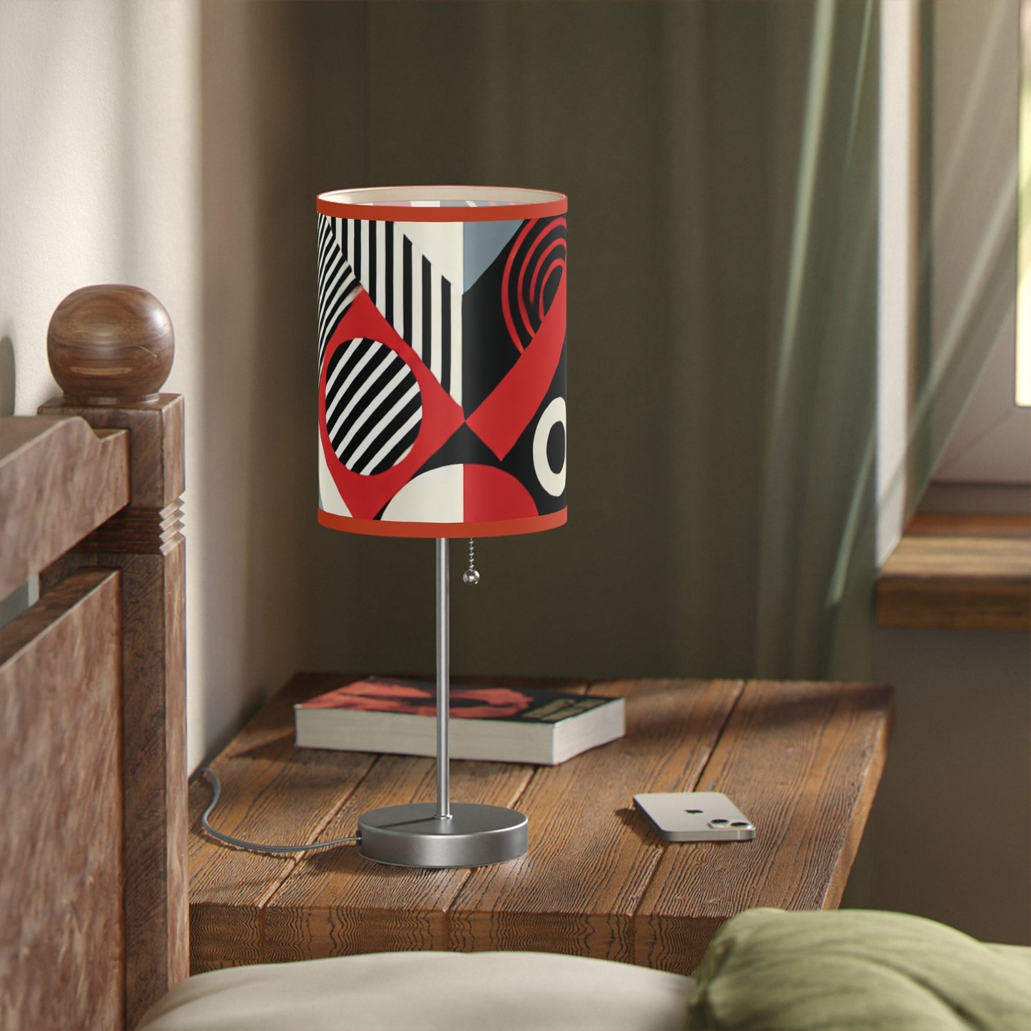 Red, Black & White Abstract - Lamp on a Stand, US|CA plug