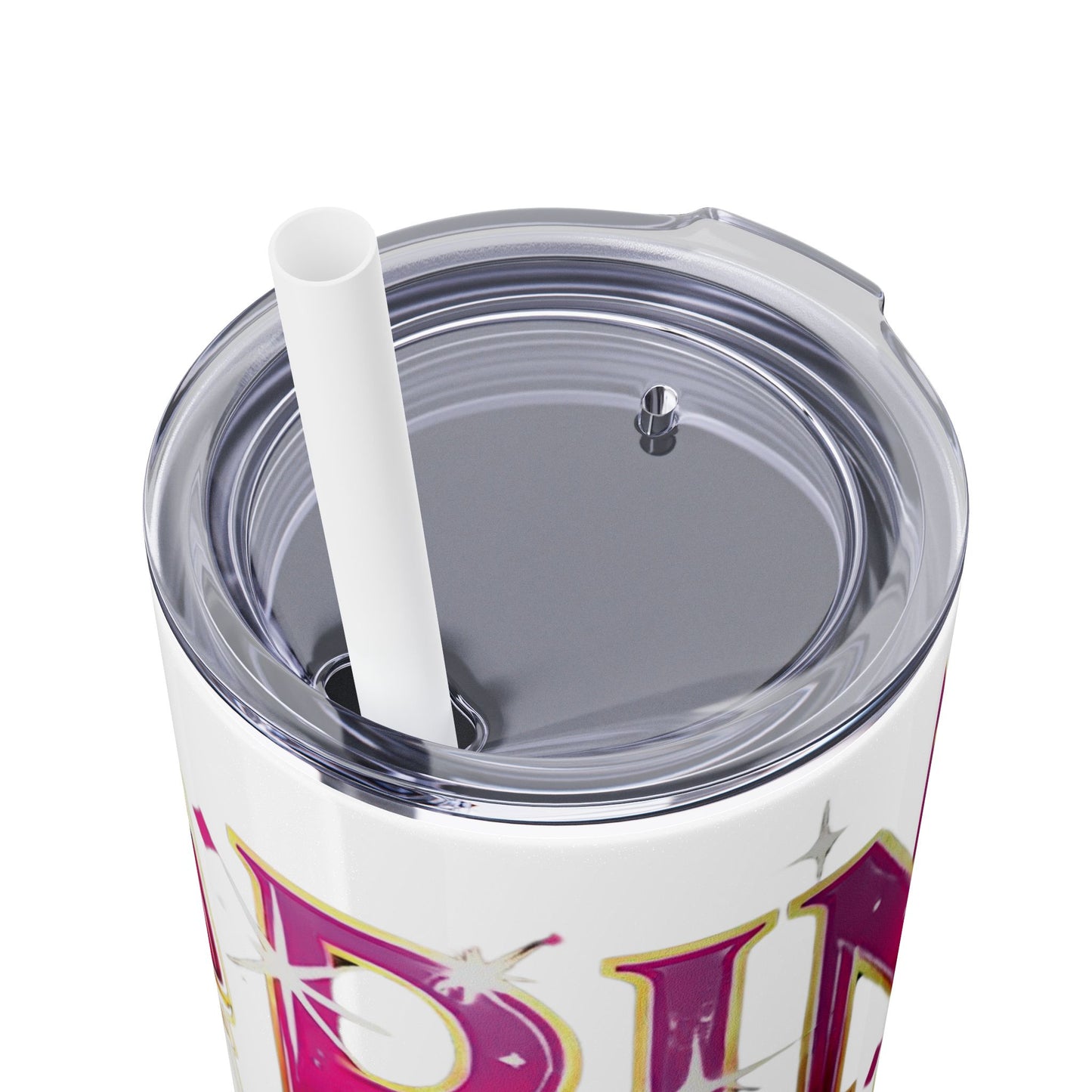 Pink, Sip & Love - Skinny Tumbler with Straw, 20oz - Creatively Designed Shop