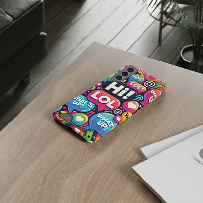 "Text Bubbles" - Phone Case With Card Holder - Creatively Designed Shop