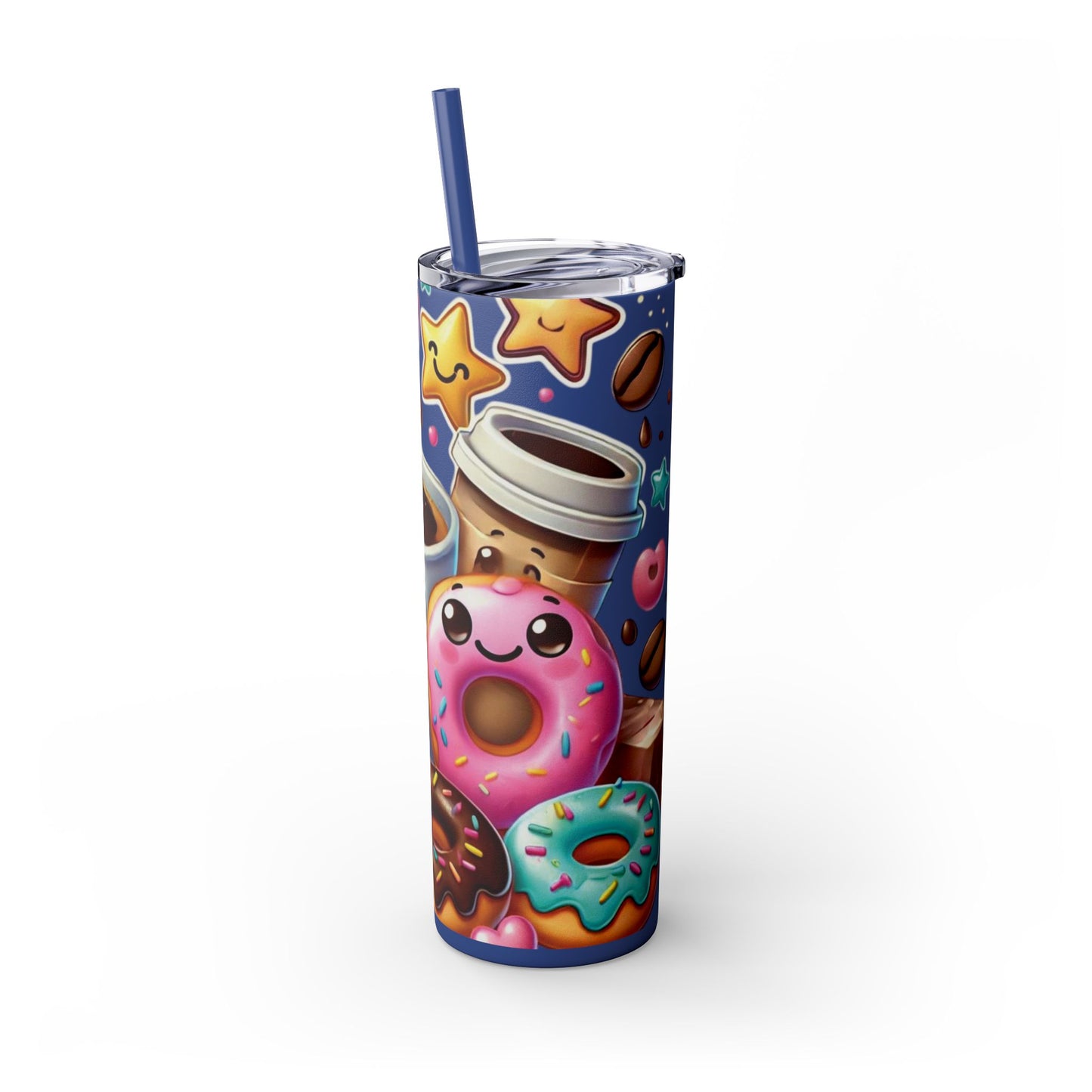 Coffee & Donuts - Skinny Tumbler with Straw, 20oz