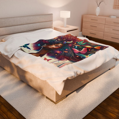 Butterfly Crowned - Velveteen Plush Blanket