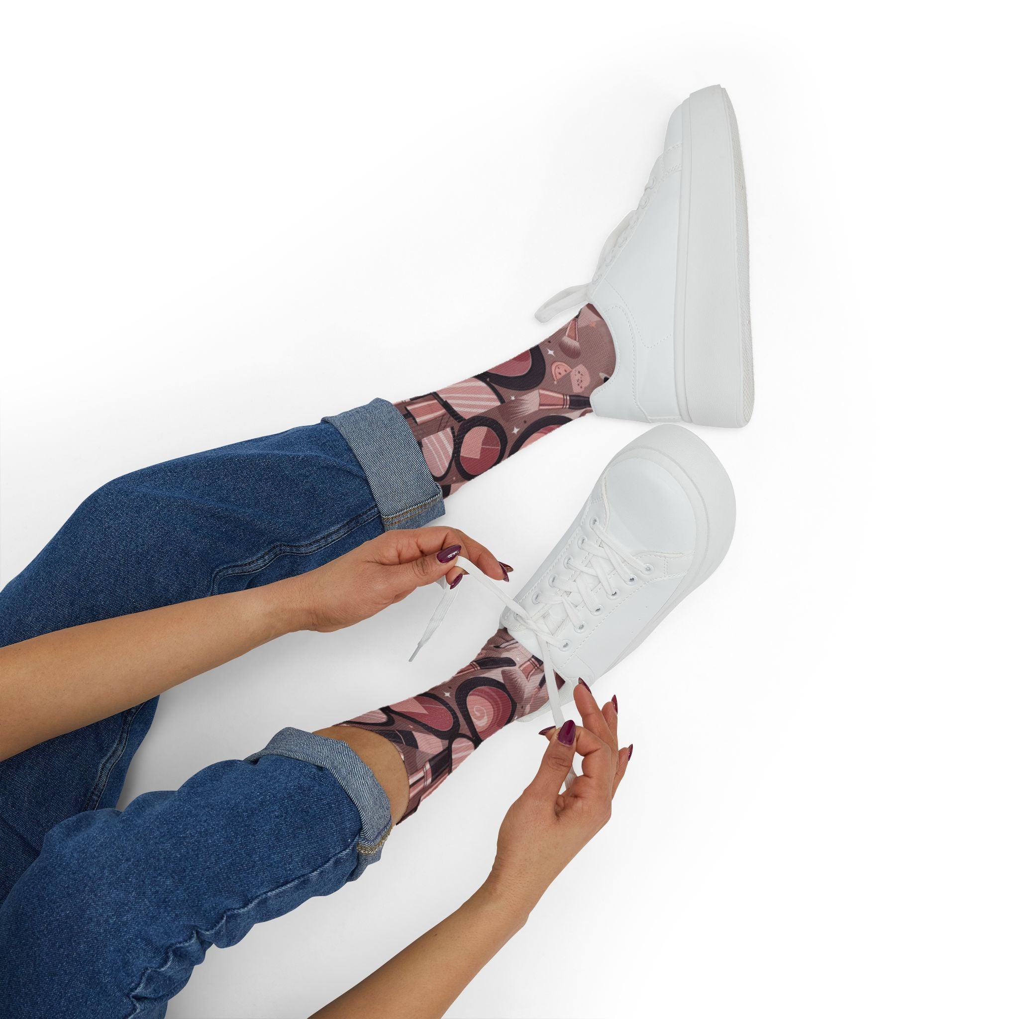 Makeup Icons Collage Socks
