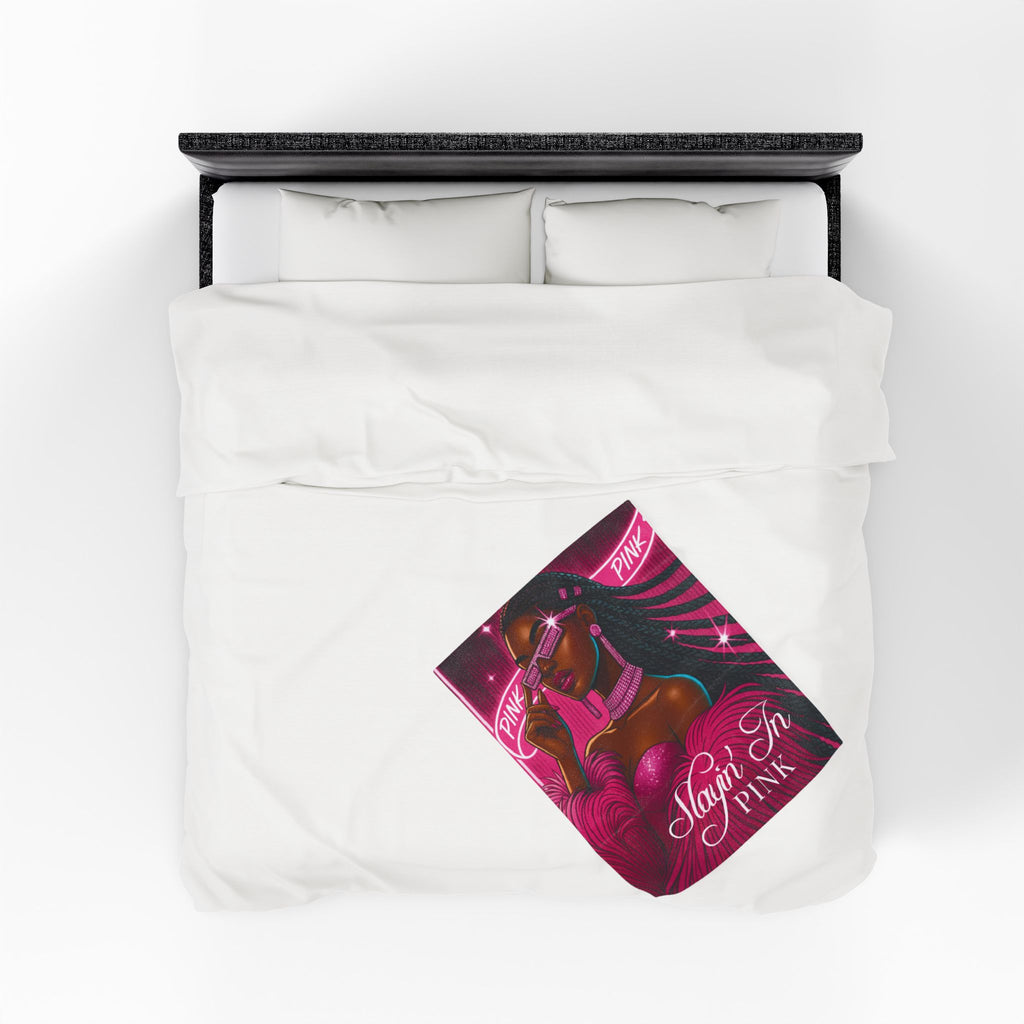 Slayin' In Pink - Velveteen Plush Blanket