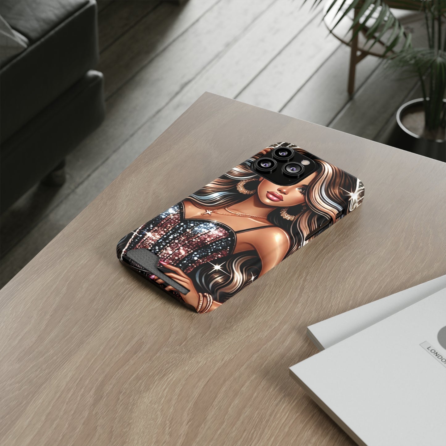 "Beautiful" - Phone Case With Card Holder - Creatively Designed Shop