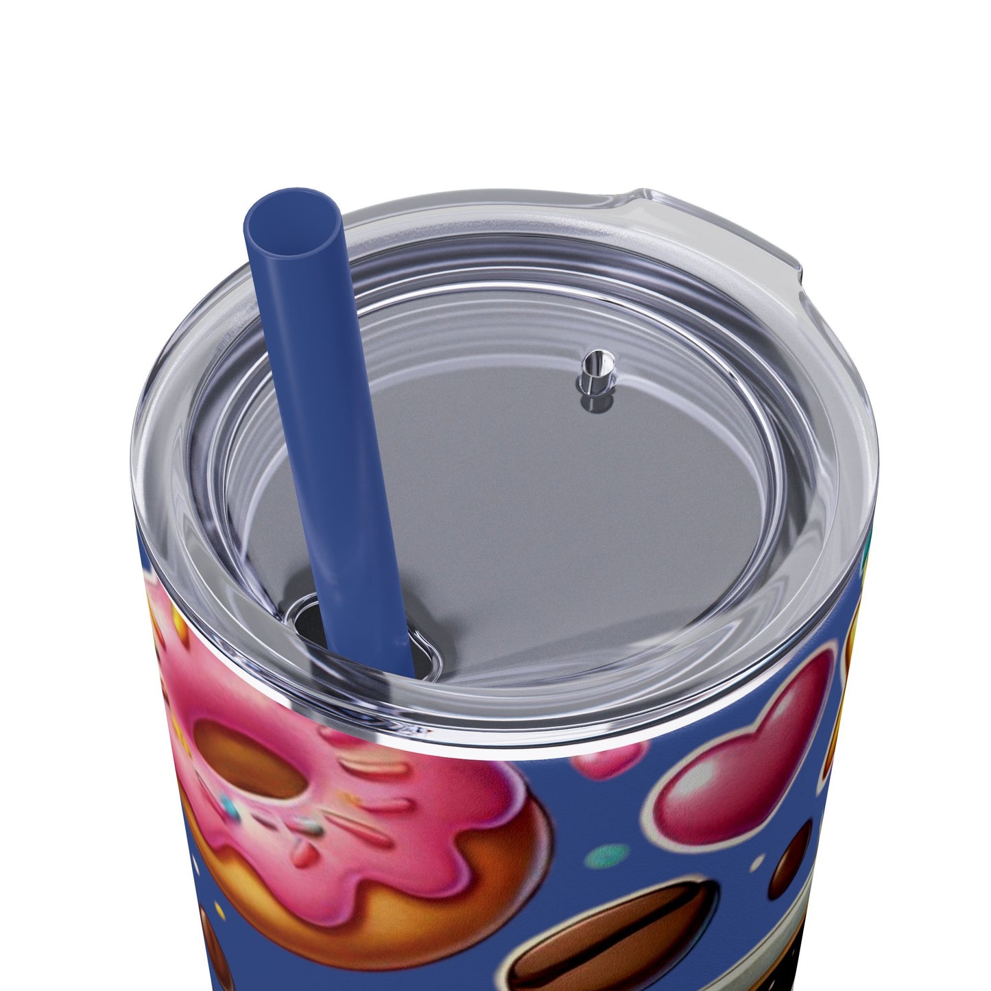 Coffee & Donuts - Skinny Tumbler with Straw, 20oz