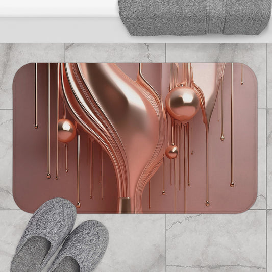 Rose Gold Metallic Drip - Bath Mat