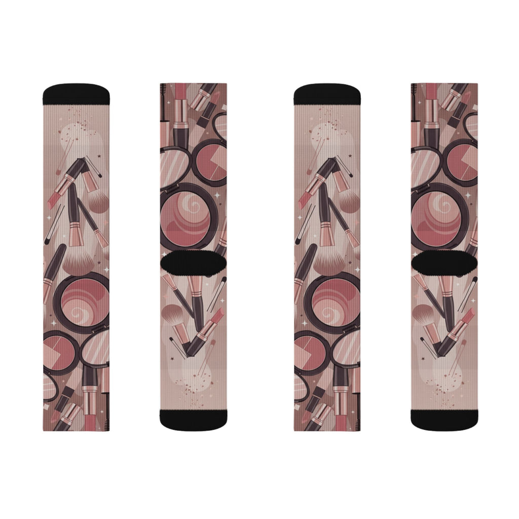 Makeup Icons Collage Socks