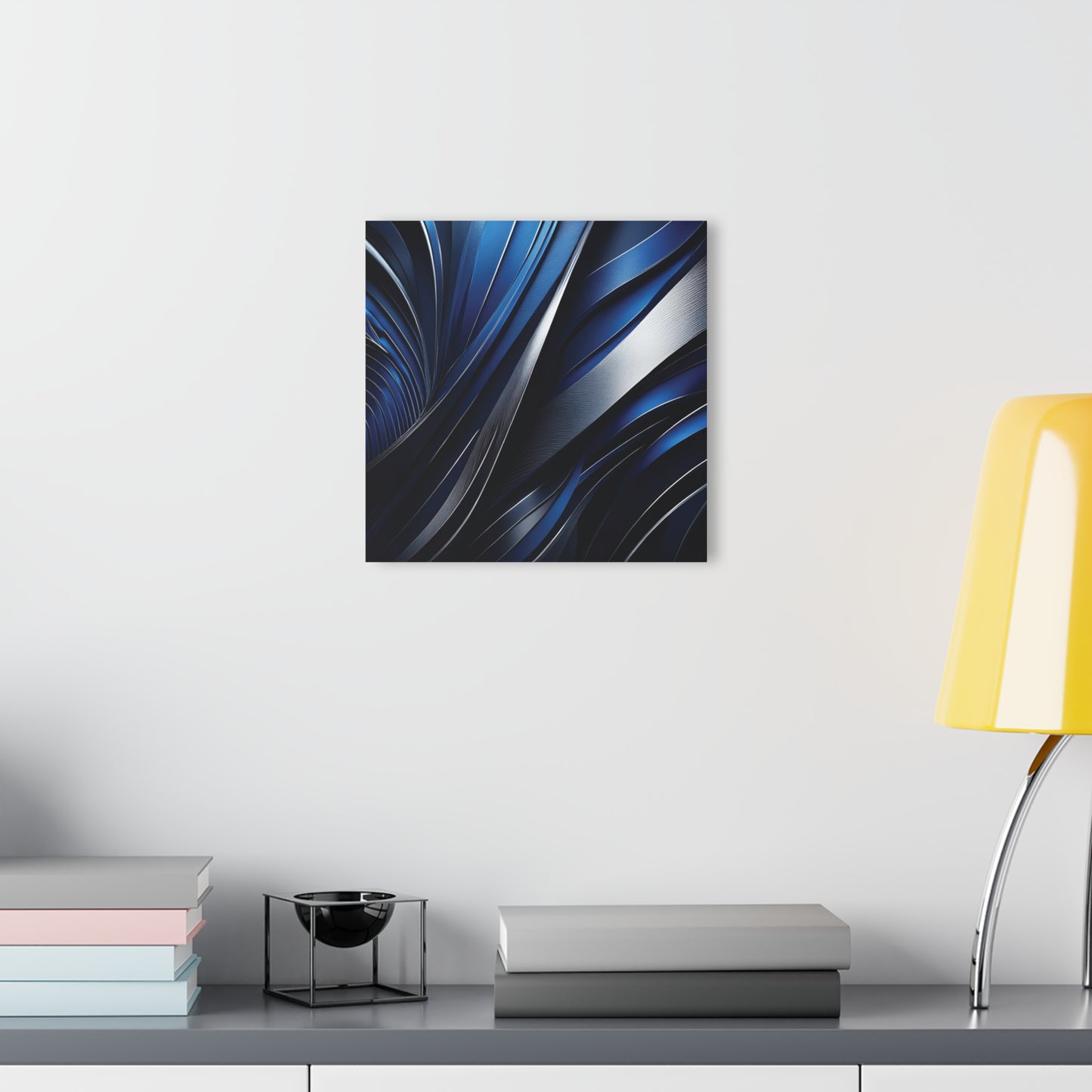 Abstract Blue & Silver - Acrylic Prints (French Cleat Hanging)