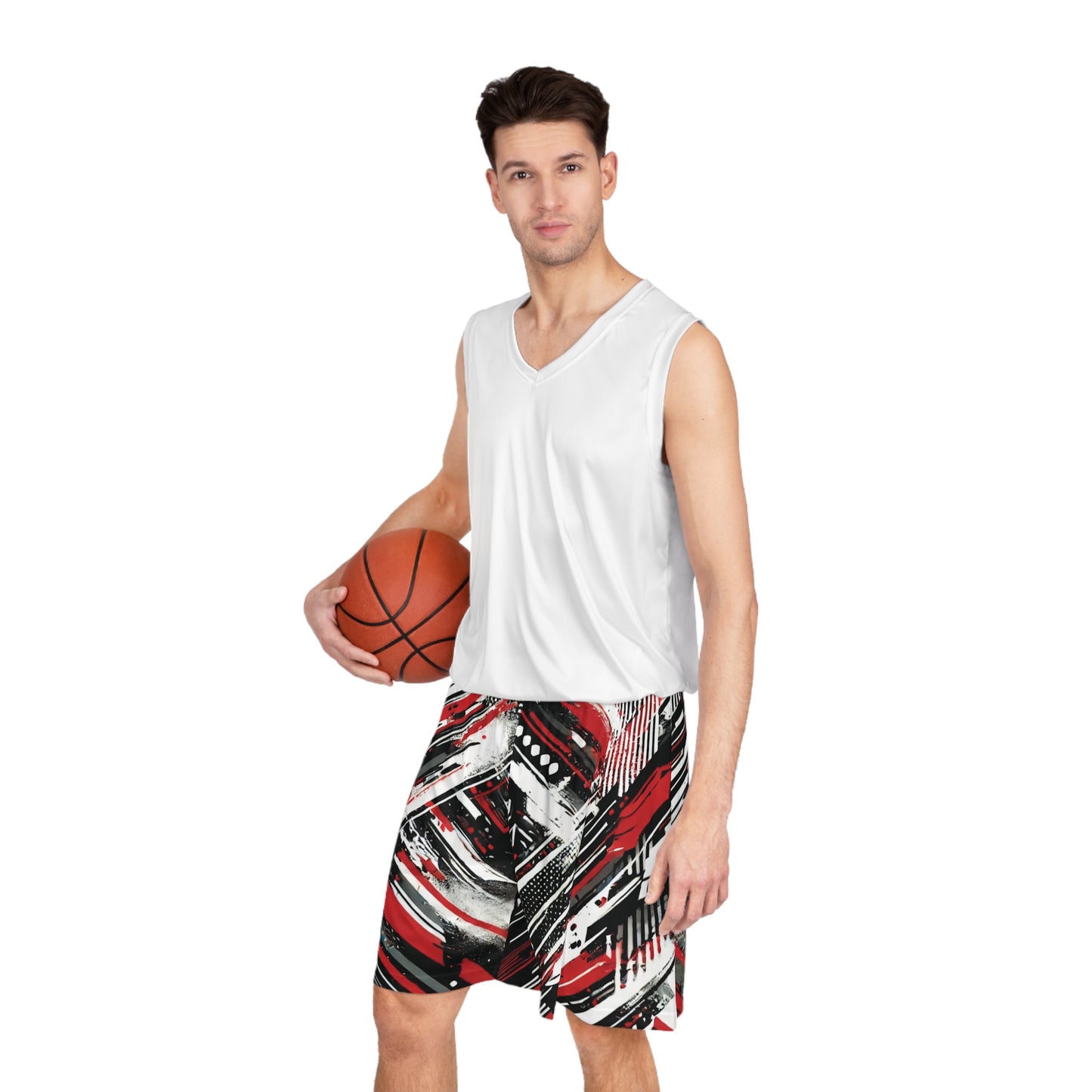 Red, Black & White - Basketball Shorts (AOP)