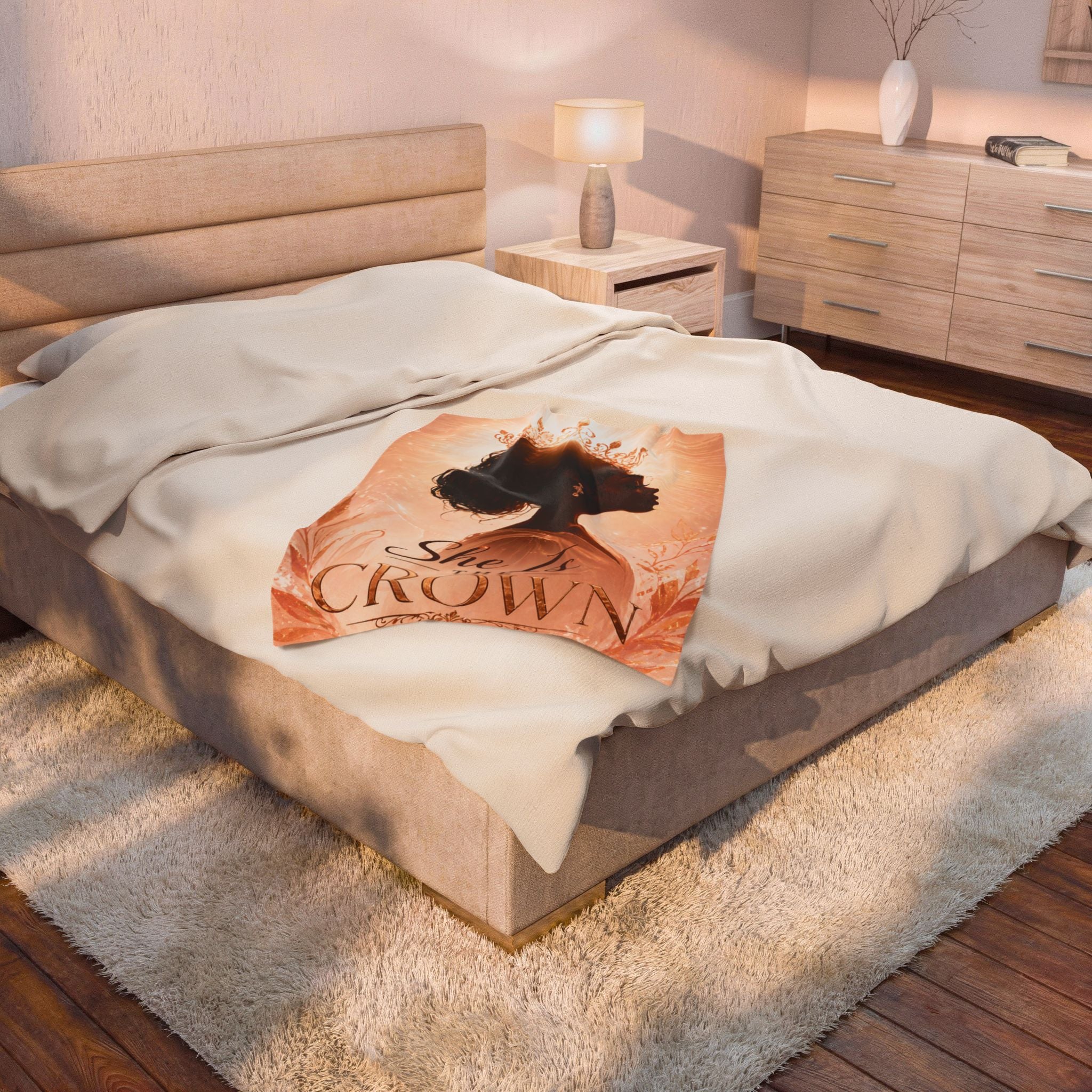 She Is the Crown - Velveteen Plush Blanket