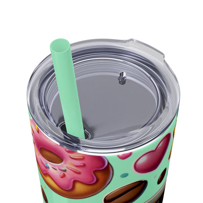 Coffee & Donuts - Skinny Tumbler with Straw, 20oz
