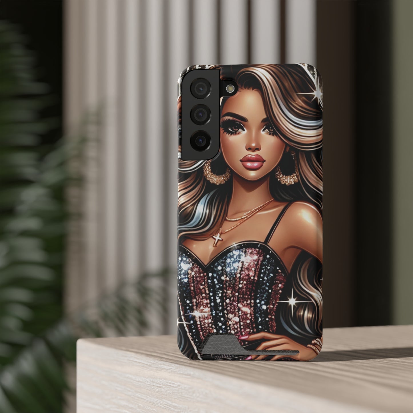 "Beautiful" - Phone Case With Card Holder - Creatively Designed Shop
