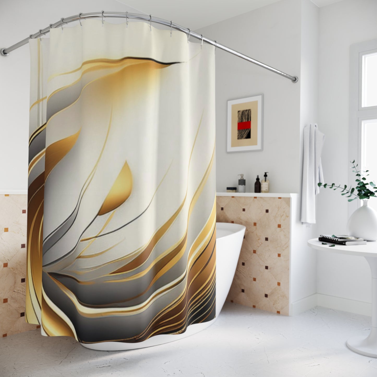 Gold Art Swirl - Shower Curtain