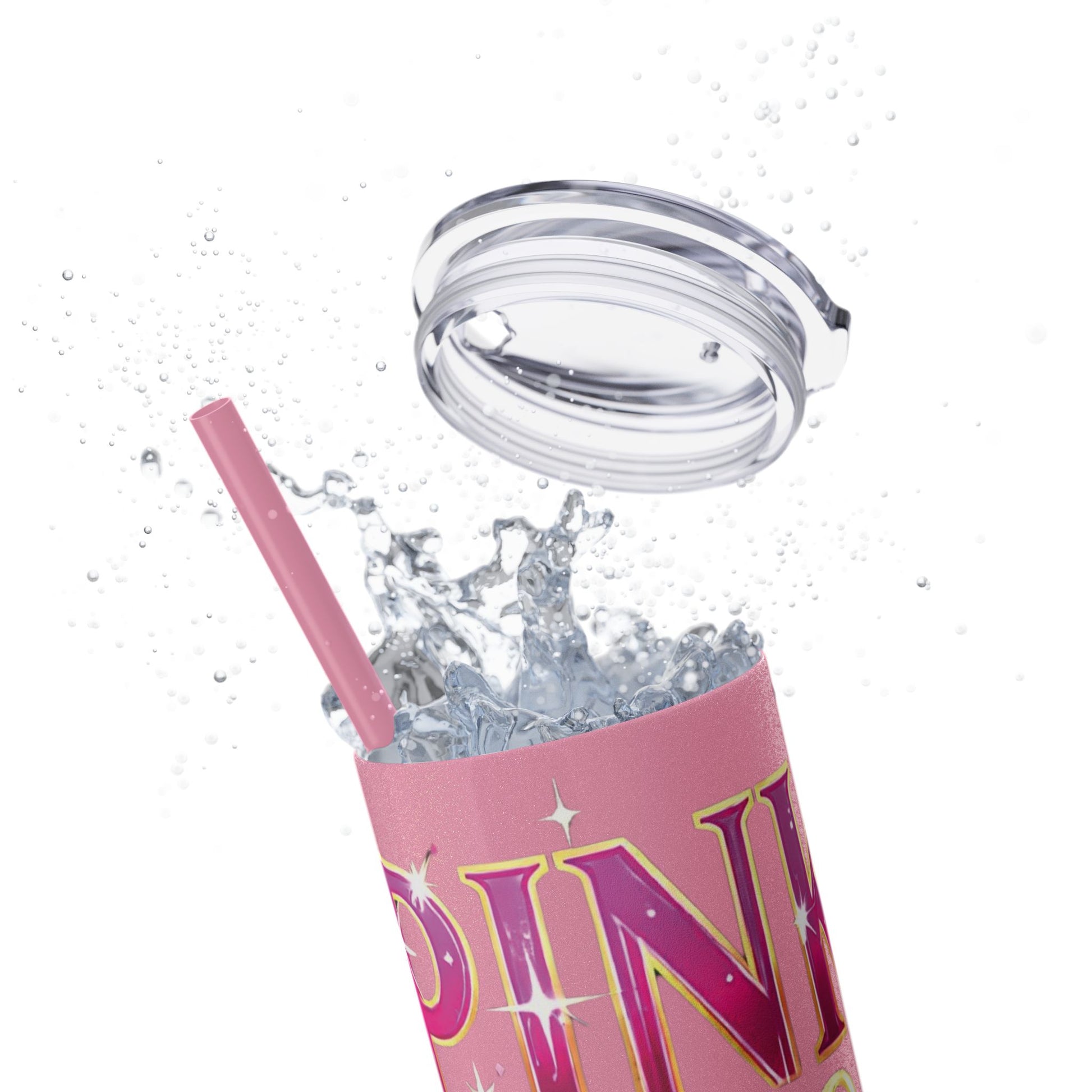 Pink, Sip & Love - Skinny Tumbler with Straw, 20oz - Creatively Designed Shop
