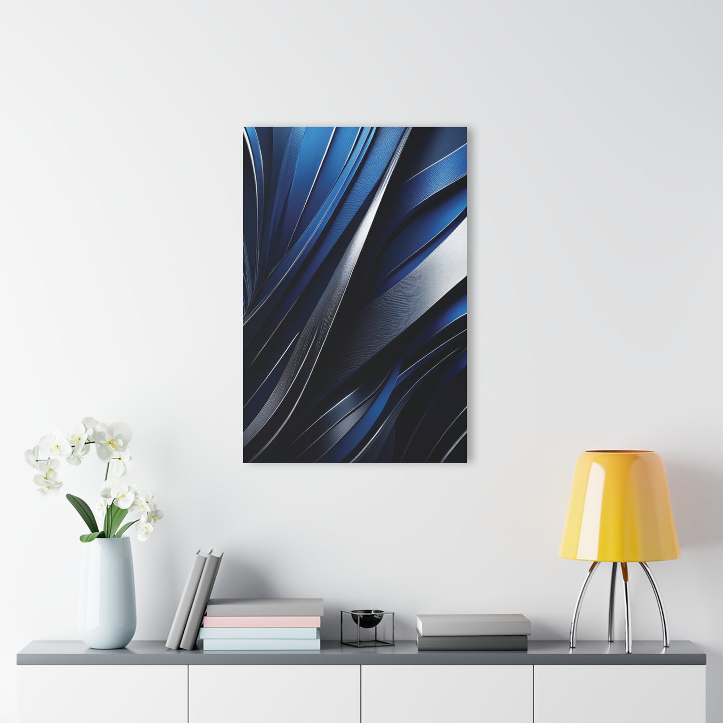 Abstract Blue & Silver - Acrylic Prints (French Cleat Hanging)