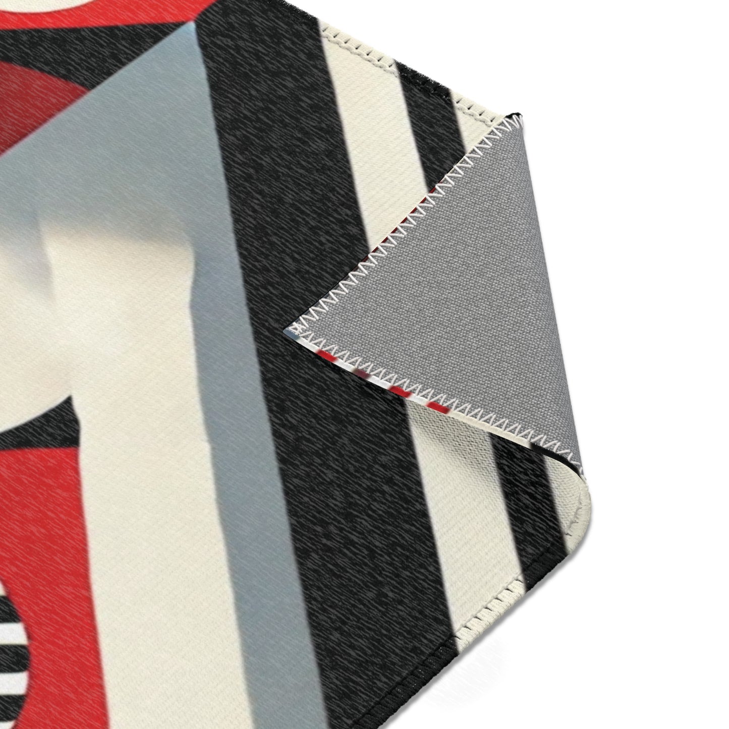 Red, Black & White Abstract - Area Rugs