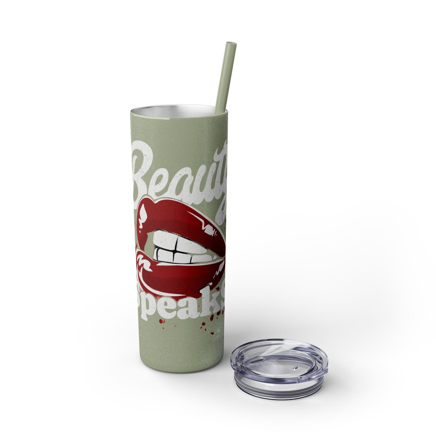 Beauty Speaks - Skinny Tumbler with Straw, 20oz - Creatively Designed Shop