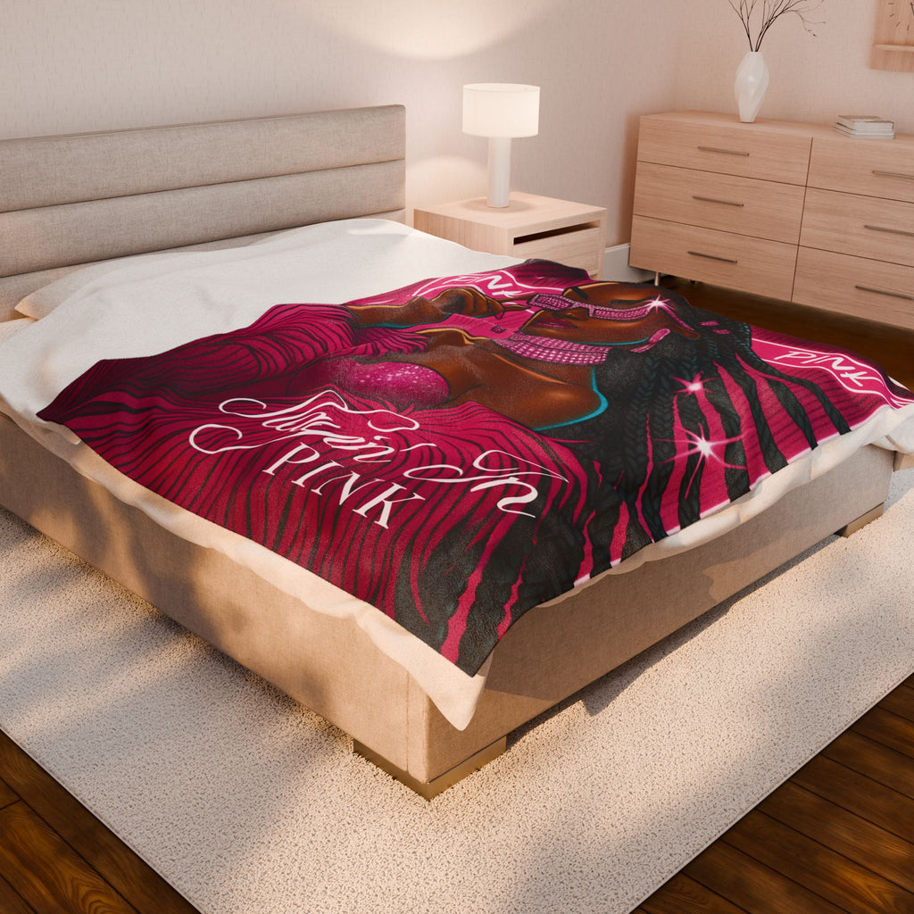 Slayin' In Pink - Velveteen Plush Blanket
